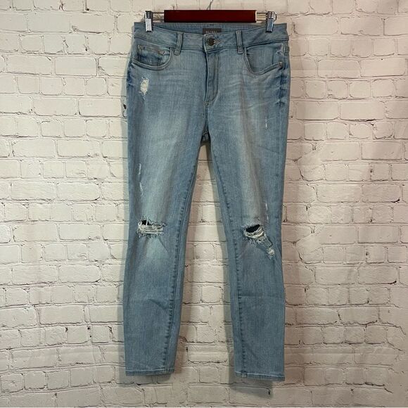 DL1961 Florence Cropped Mid Rise Instascuplt Light Wash Distressed Jean size 29 - Picture 1 of 7
